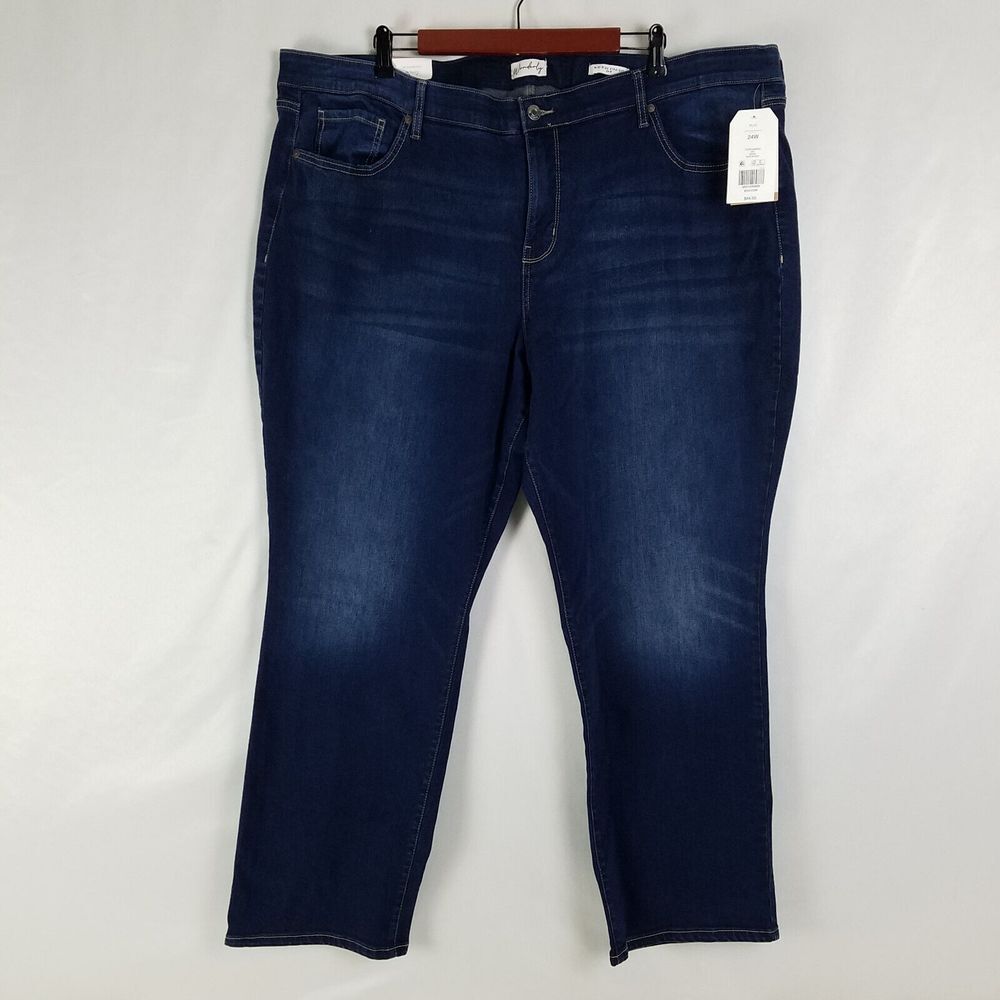 Wonderly Jeans Womens 24W Blue New Mid Rise Straight‎ Leg Dark Wash No Gap Denim